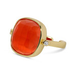 Splendid Iris Rounded Square Faceted Stone Ring - Coral