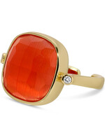 Splendid Iris Rounded Square Faceted Stone Ring - Coral