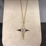 VSA Designs Cross Charm Necklace Gold Clear