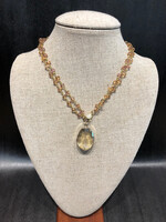 Oval Crystal with Pave Lobster on Blush Crystal