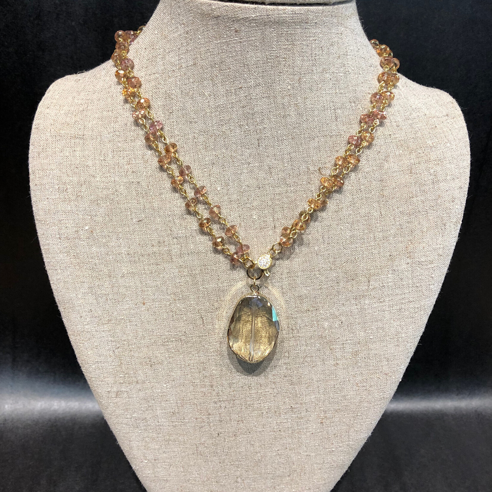 Oval Crystal with Pave Lobster on Blush Crystal