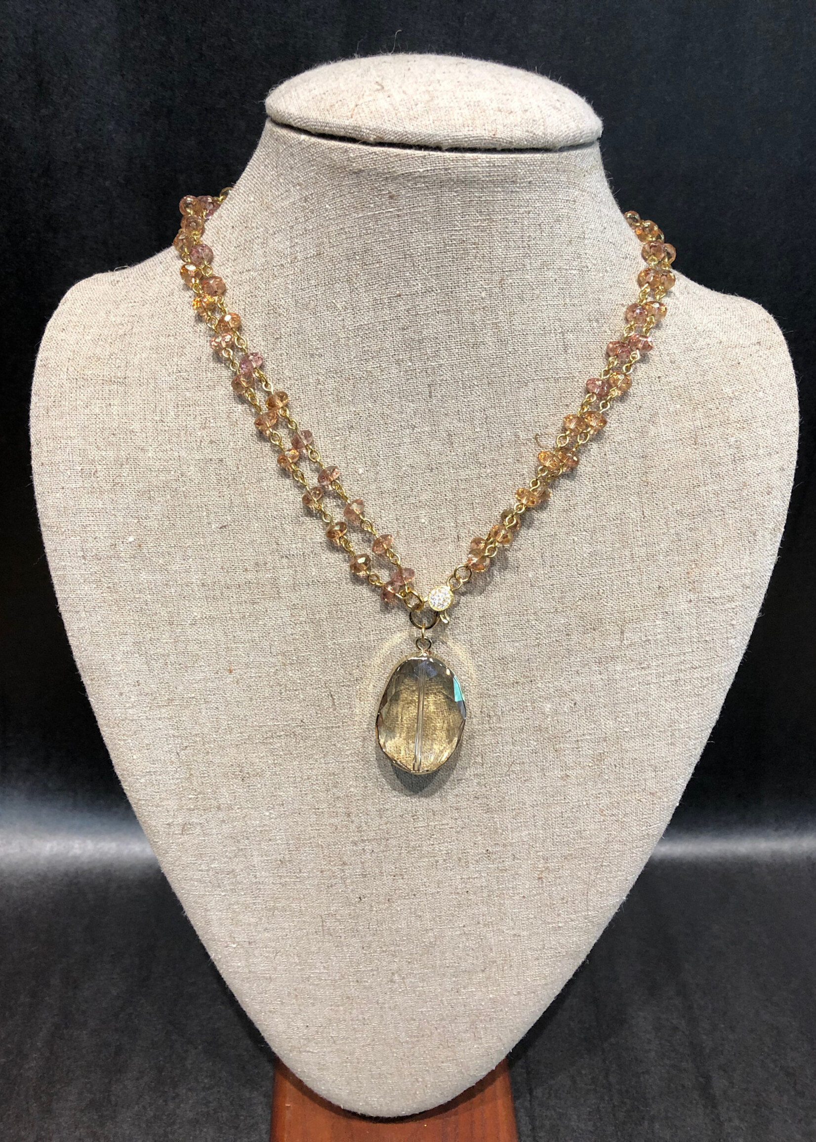 Oval Crystal with Pave Lobster on Blush Crystal