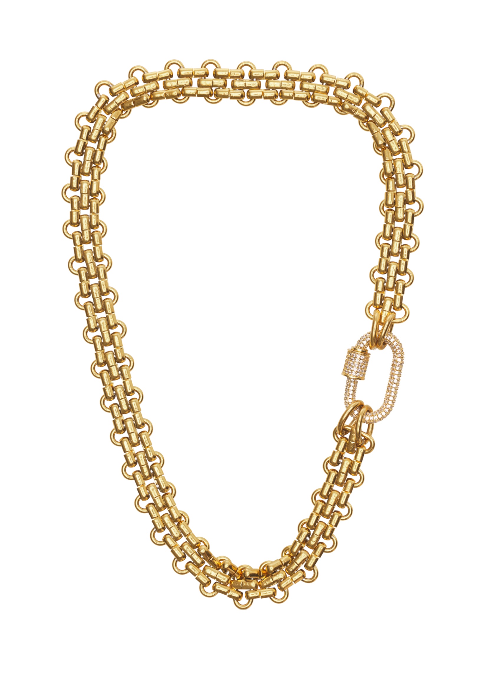 HJane Pave Gold Carabiner Necklace 17"