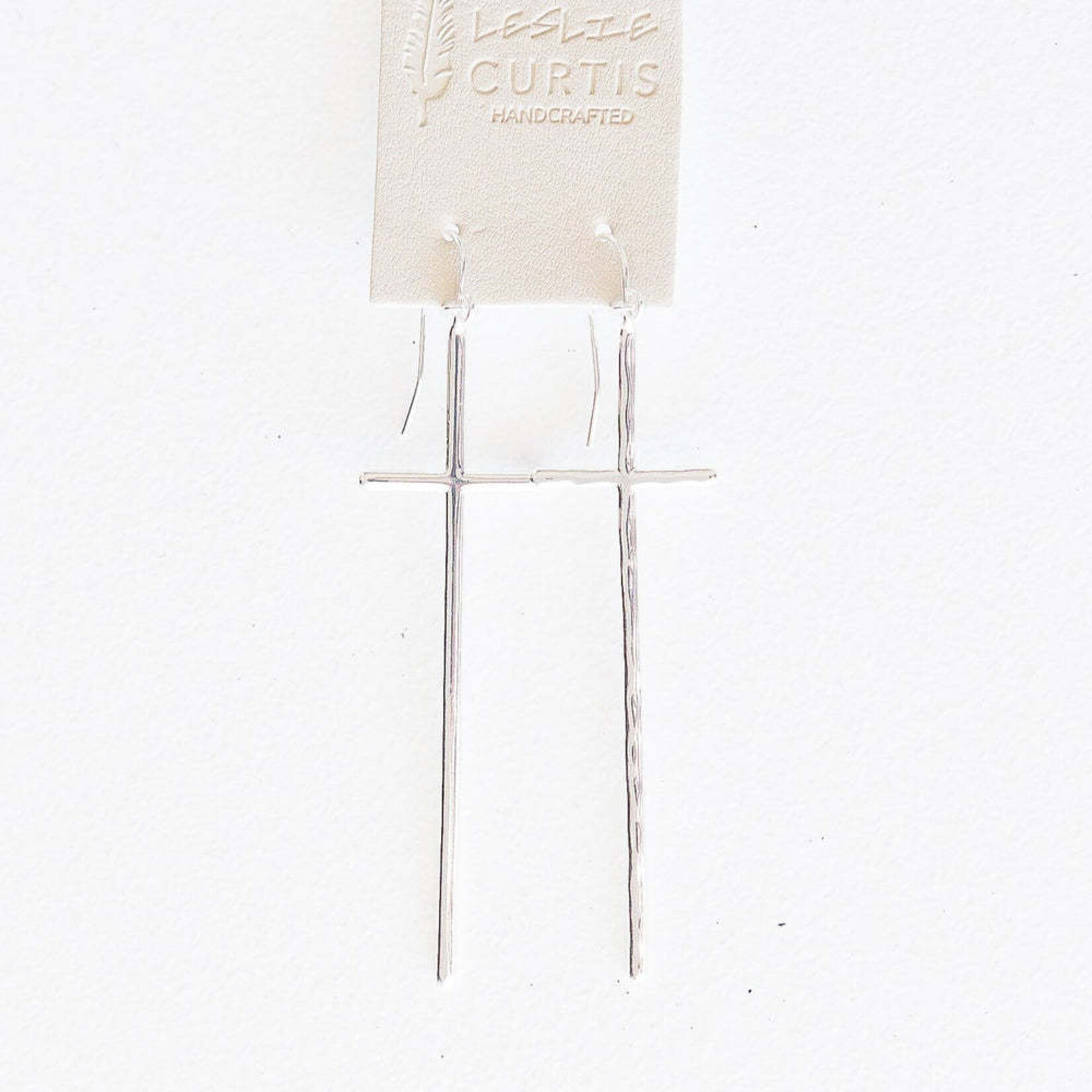Leslie Curtis Jewelry Ada- Hammered silver thing cross 2.5"