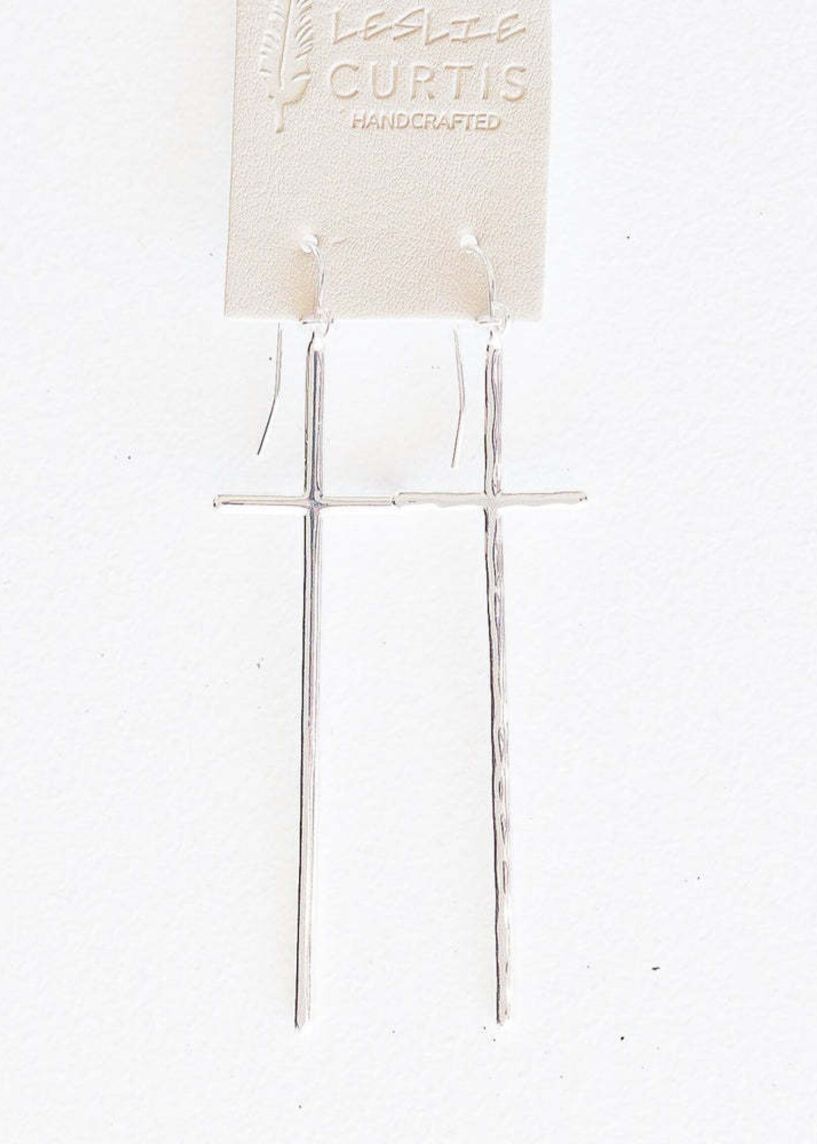 Leslie Curtis Jewelry Ada- Hammered silver thing cross 2.5"