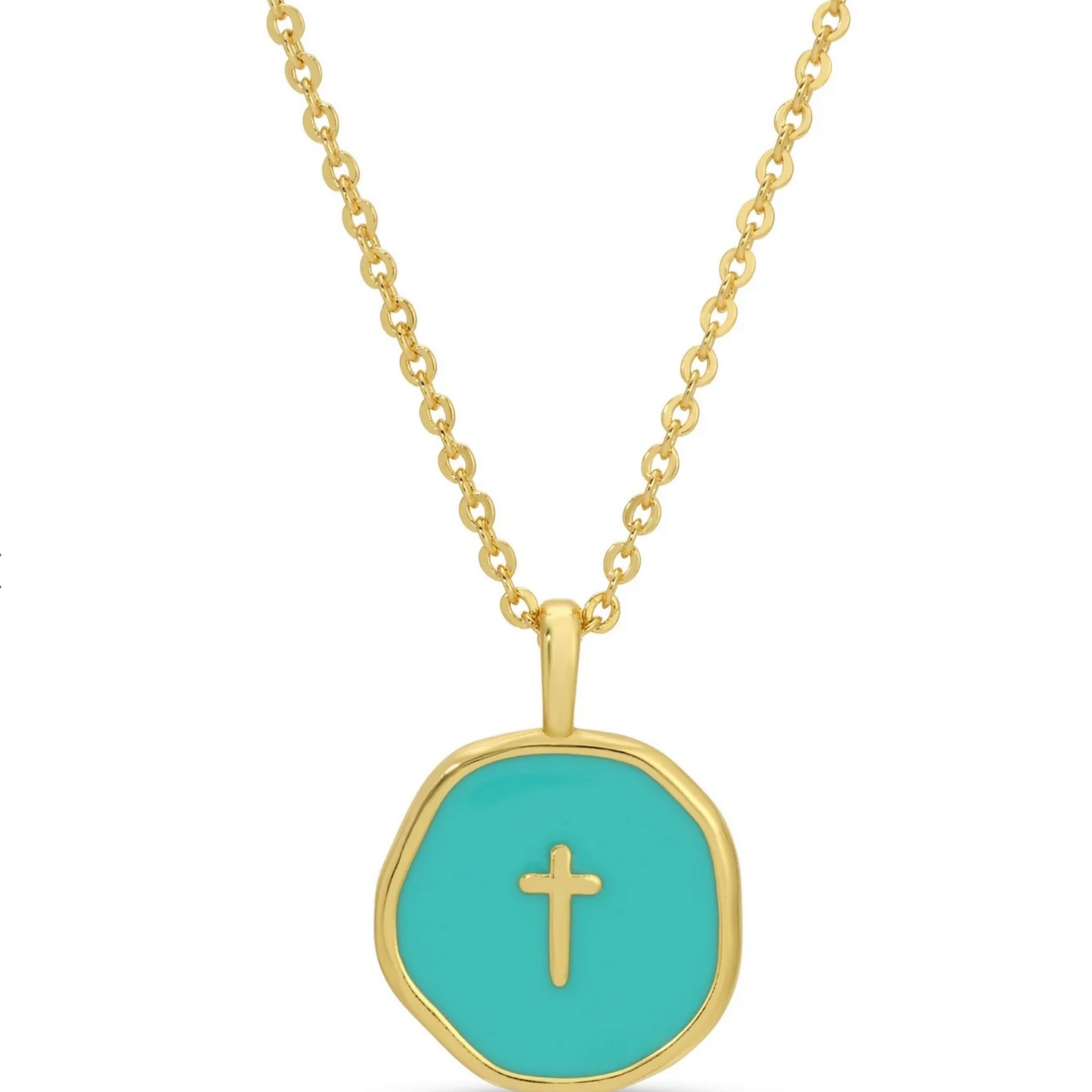 Splendid Iris Tiny Cross Pendant Necklace