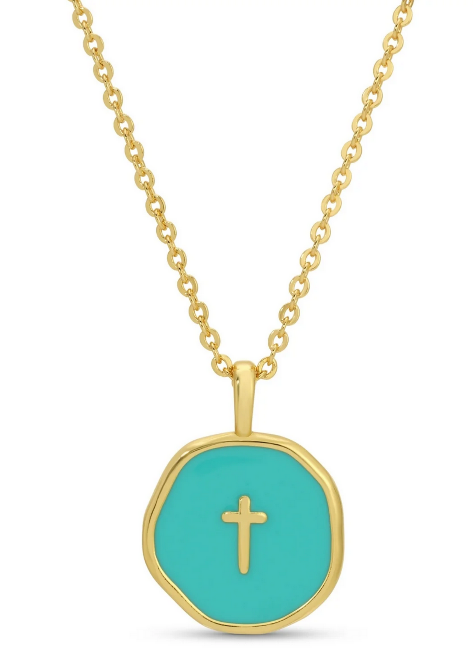 Splendid Iris Tiny Cross Pendant Necklace