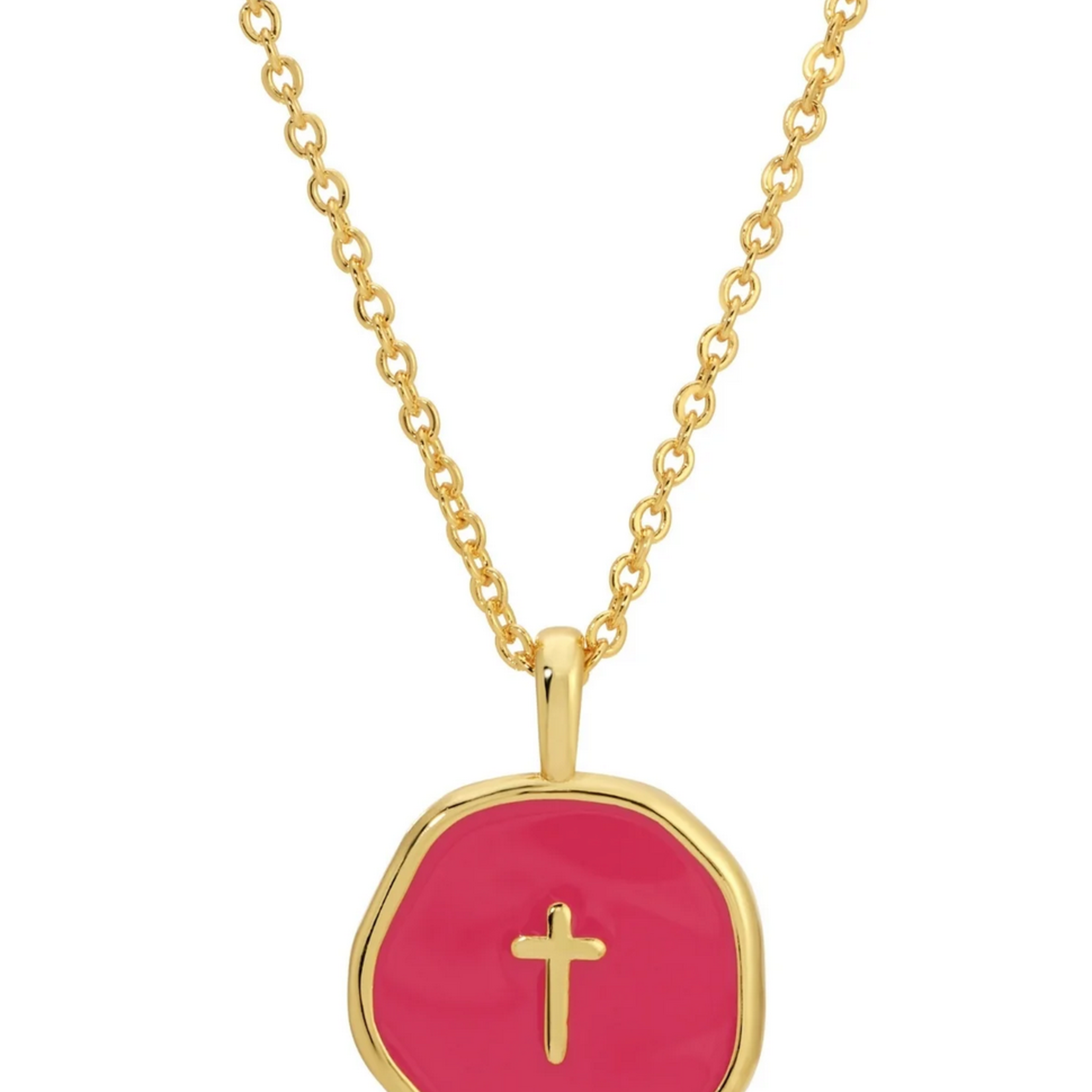 Splendid Iris Tiny Cross Pendant Necklace