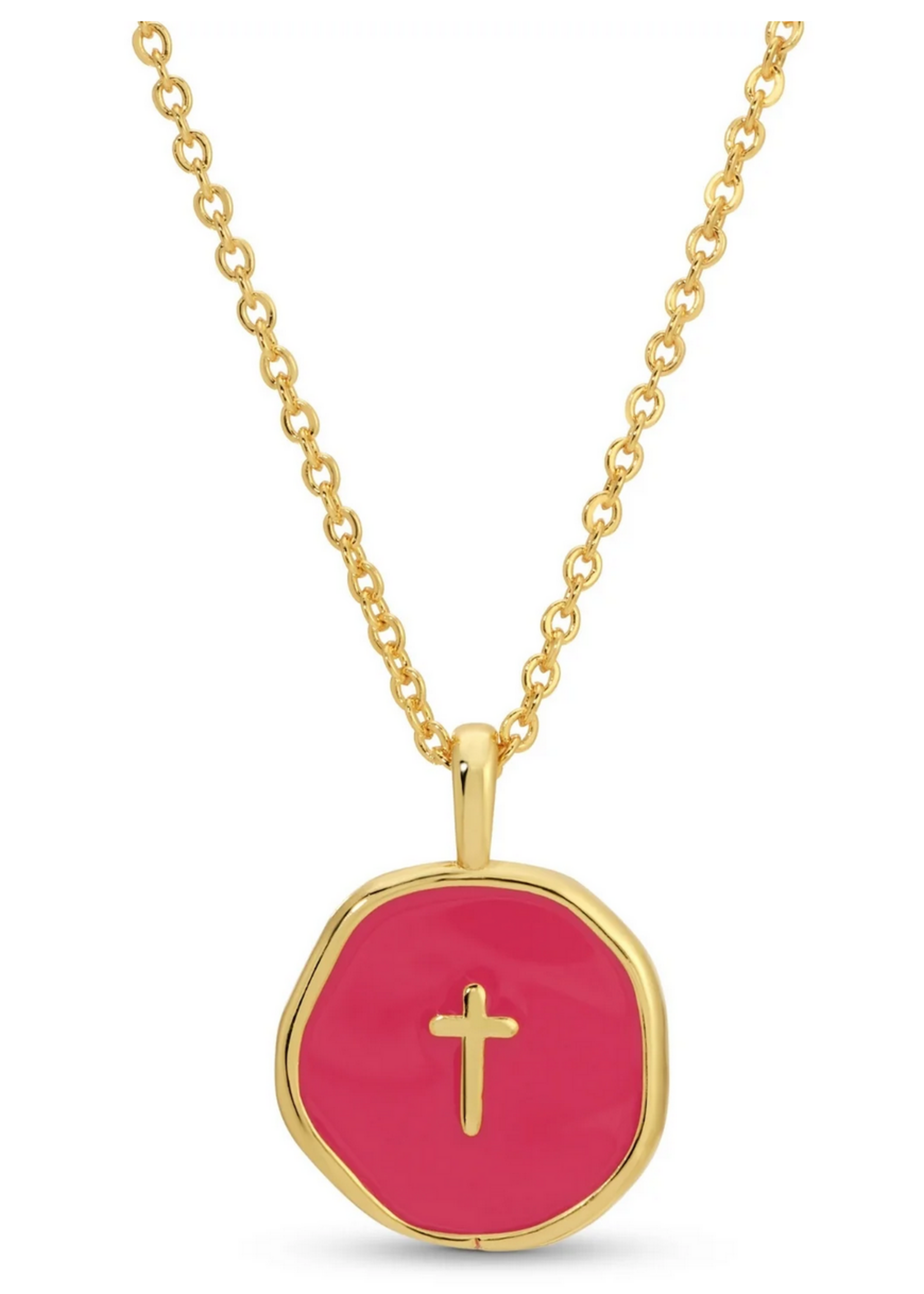 Splendid Iris Tiny Cross Pendant Necklace