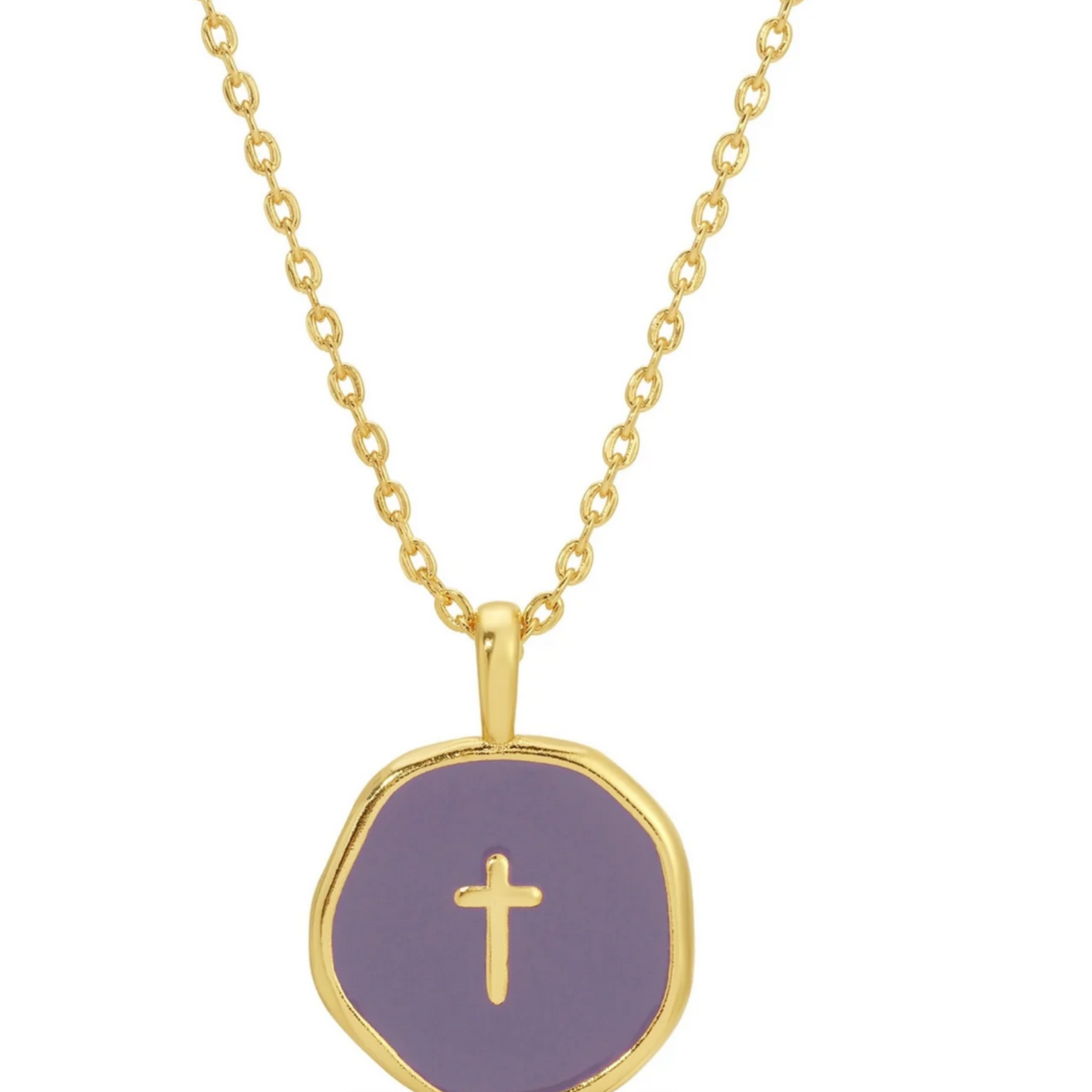 Splendid Iris Tiny Cross Pendant Necklace
