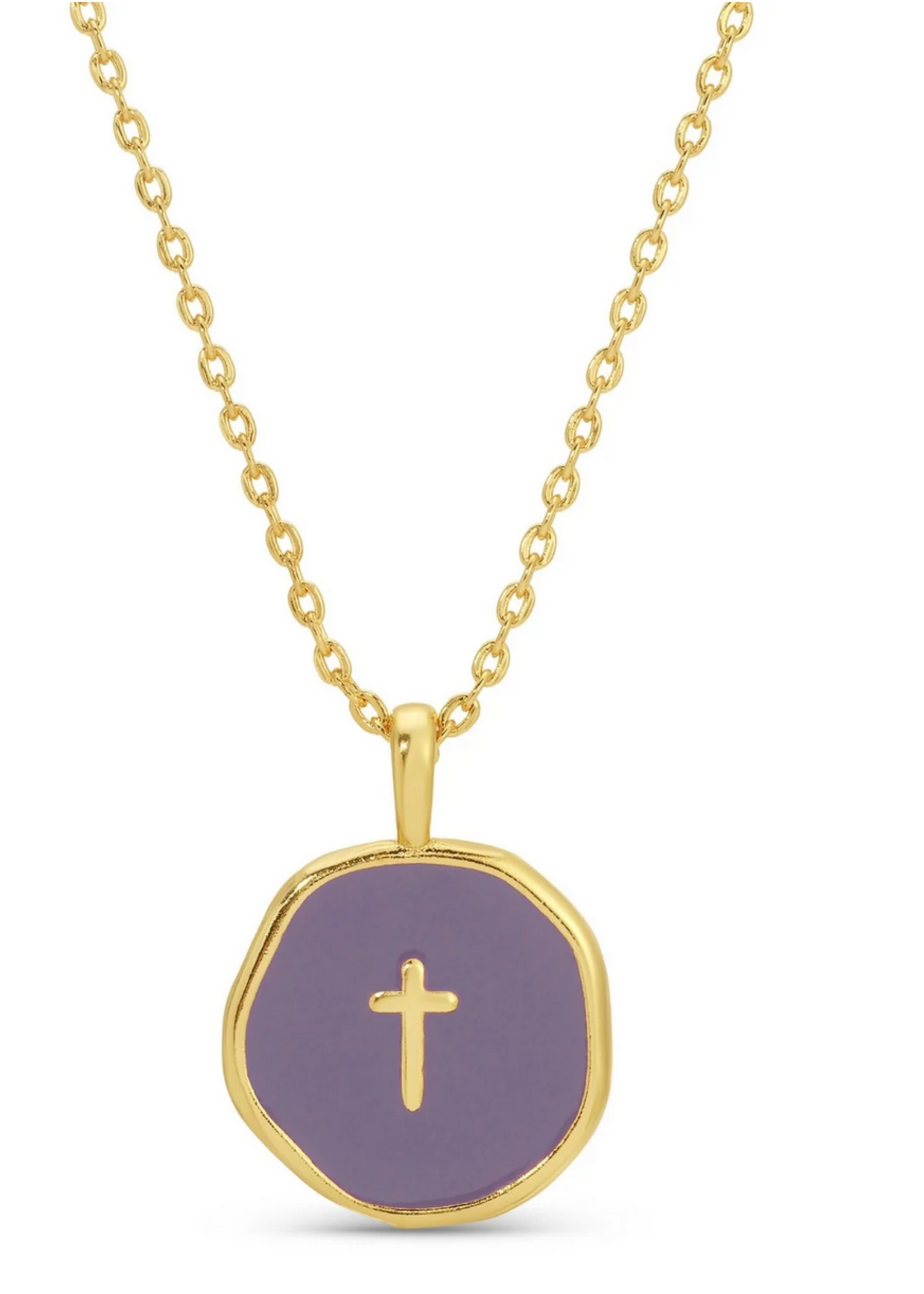 Splendid Iris Tiny Cross Pendant Necklace