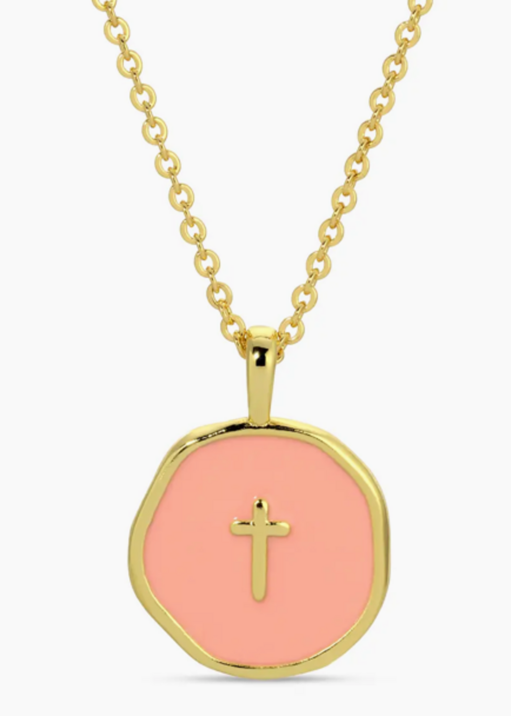 Splendid Iris Tiny Cross Pendant Necklace