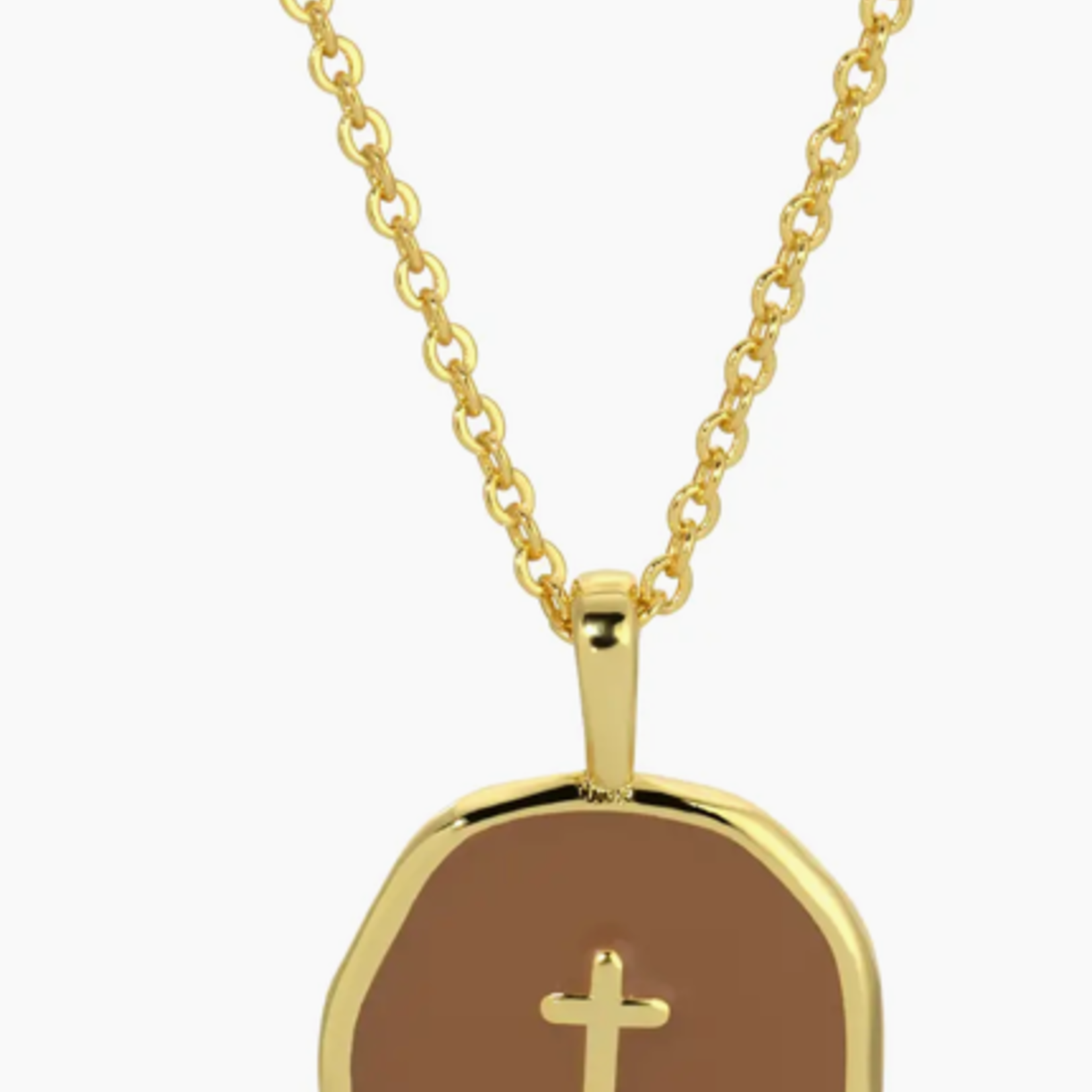 Splendid Iris Tiny Cross Pendant Necklace