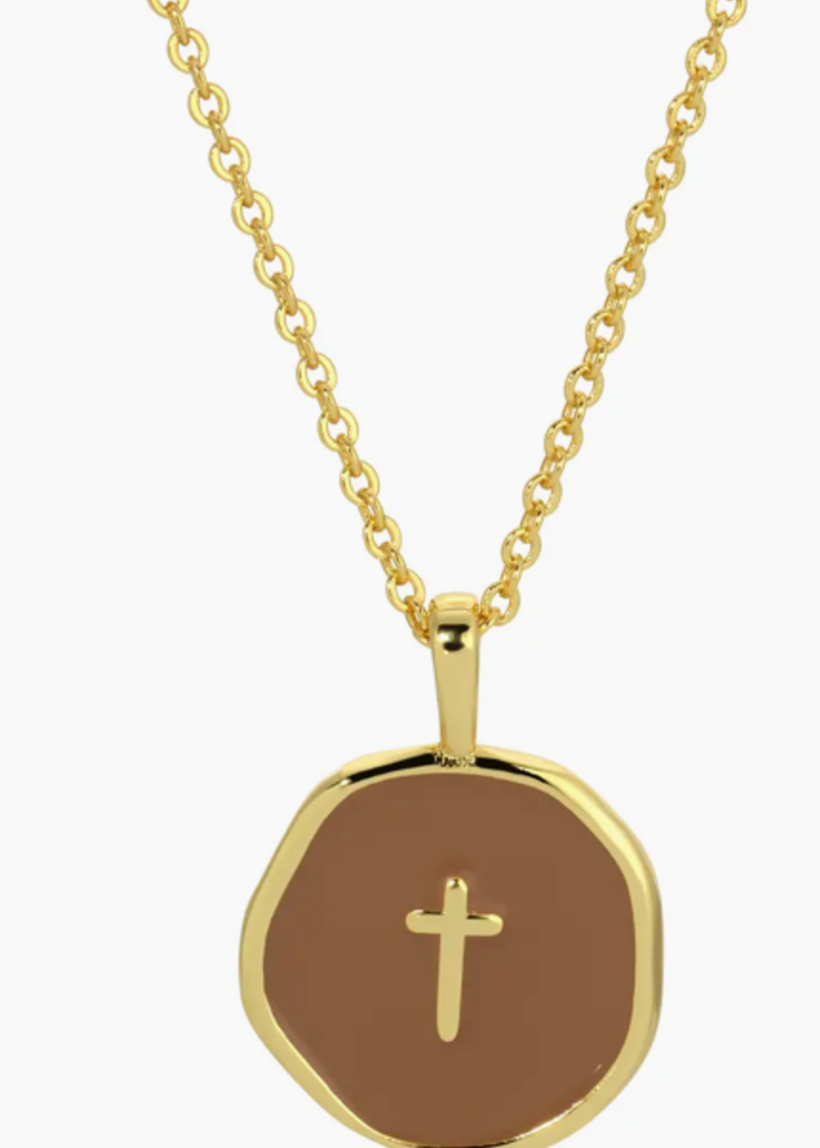 Splendid Iris Tiny Cross Pendant Necklace