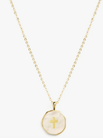 Splendid Iris Tiny Cross Pendant Necklace | Shell