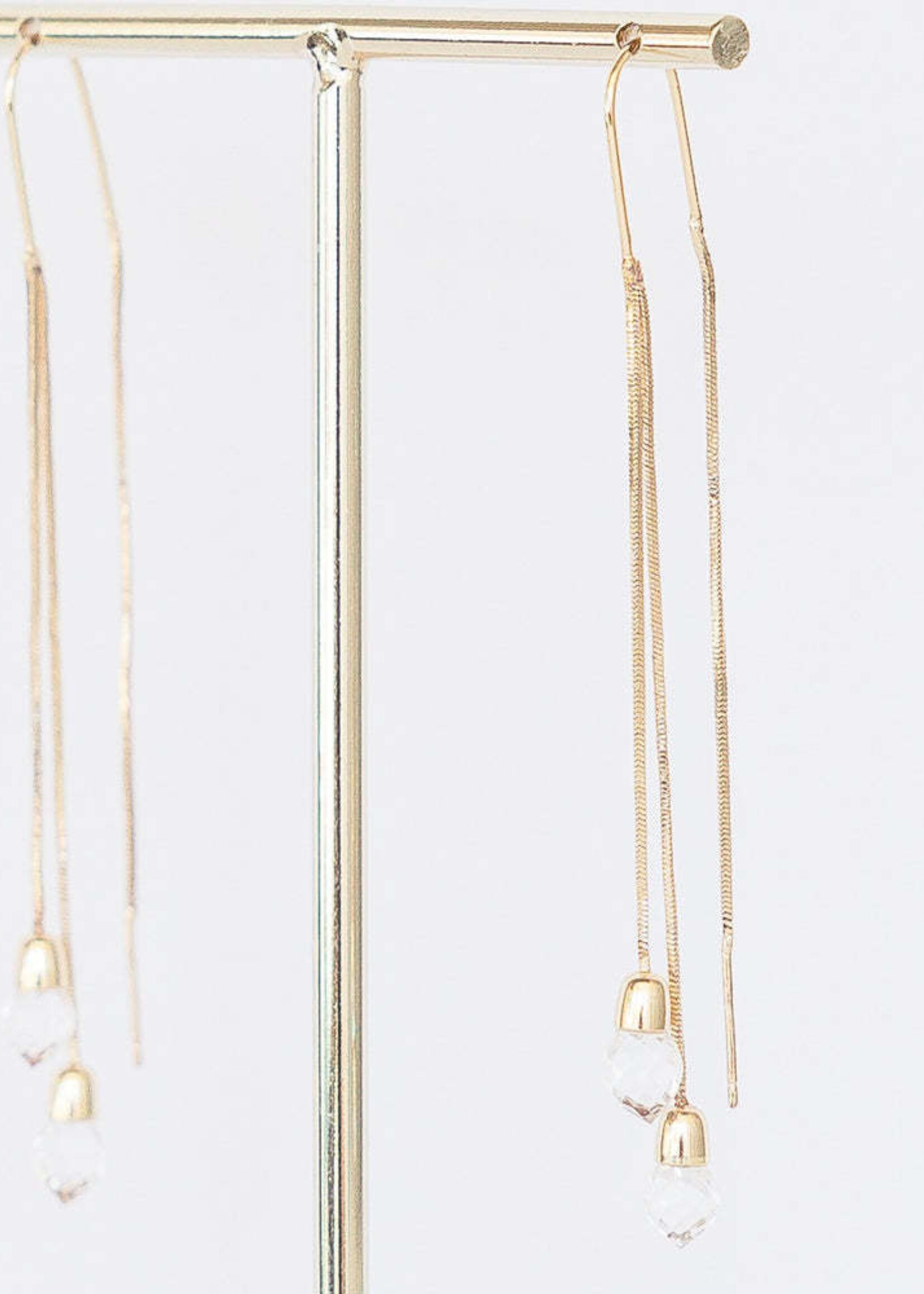 Leslie Curtis Jewelry Celeste- 3" gold threaded chain with small clear bead