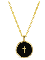 Splendid Iris Tiny Cross Pendant Necklace