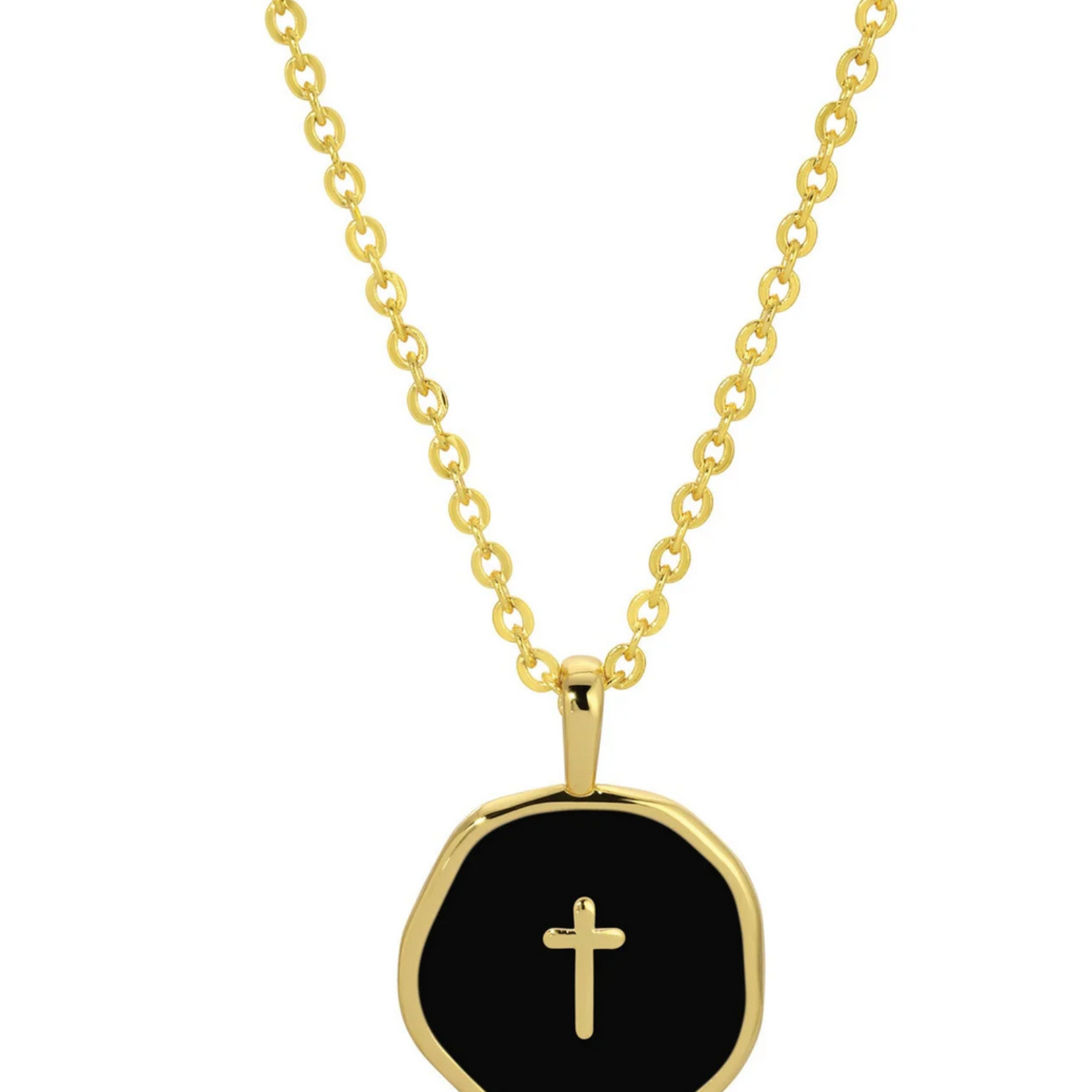 Splendid Iris Tiny Cross Pendant Necklace
