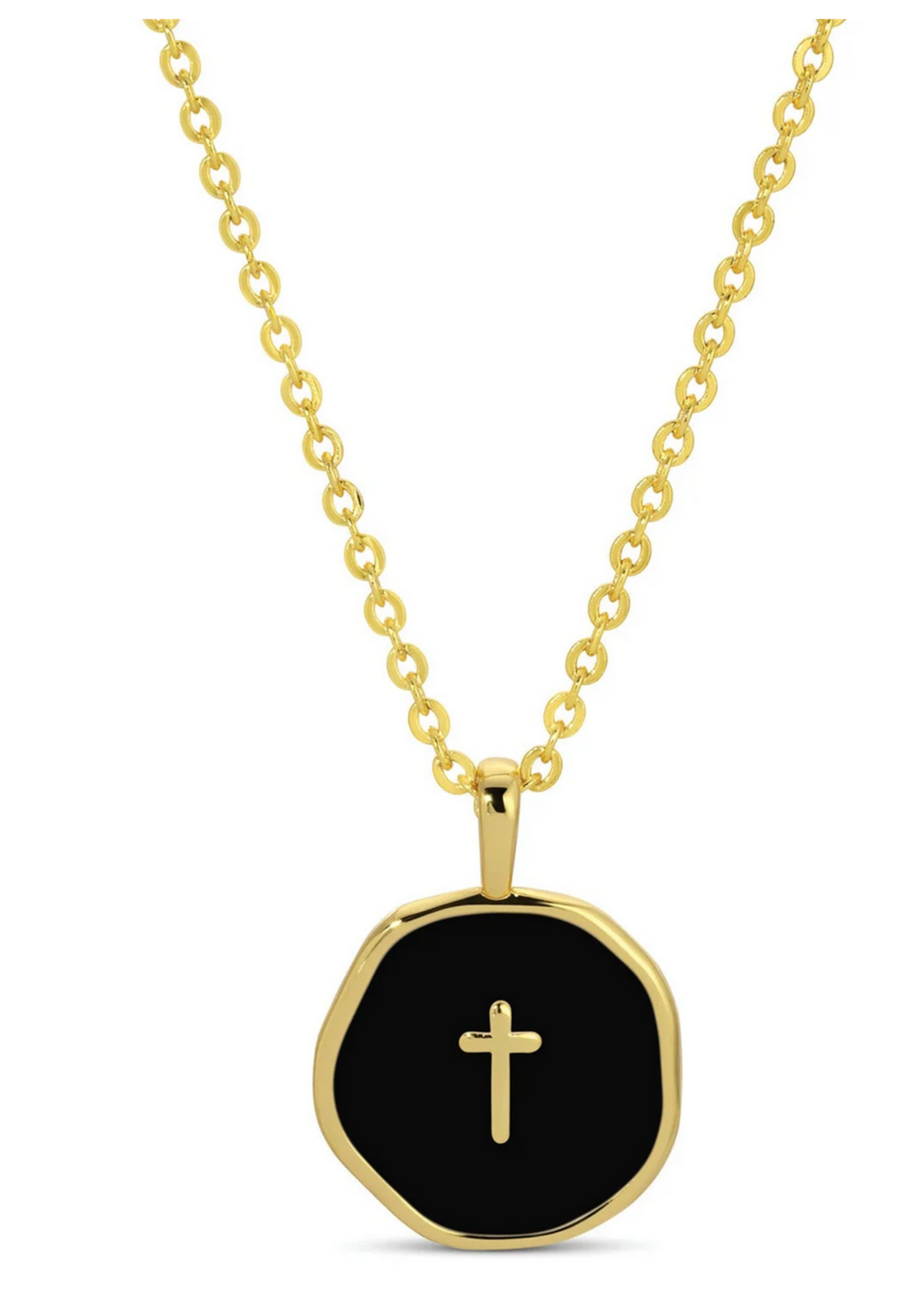 Splendid Iris Tiny Cross Pendant Necklace
