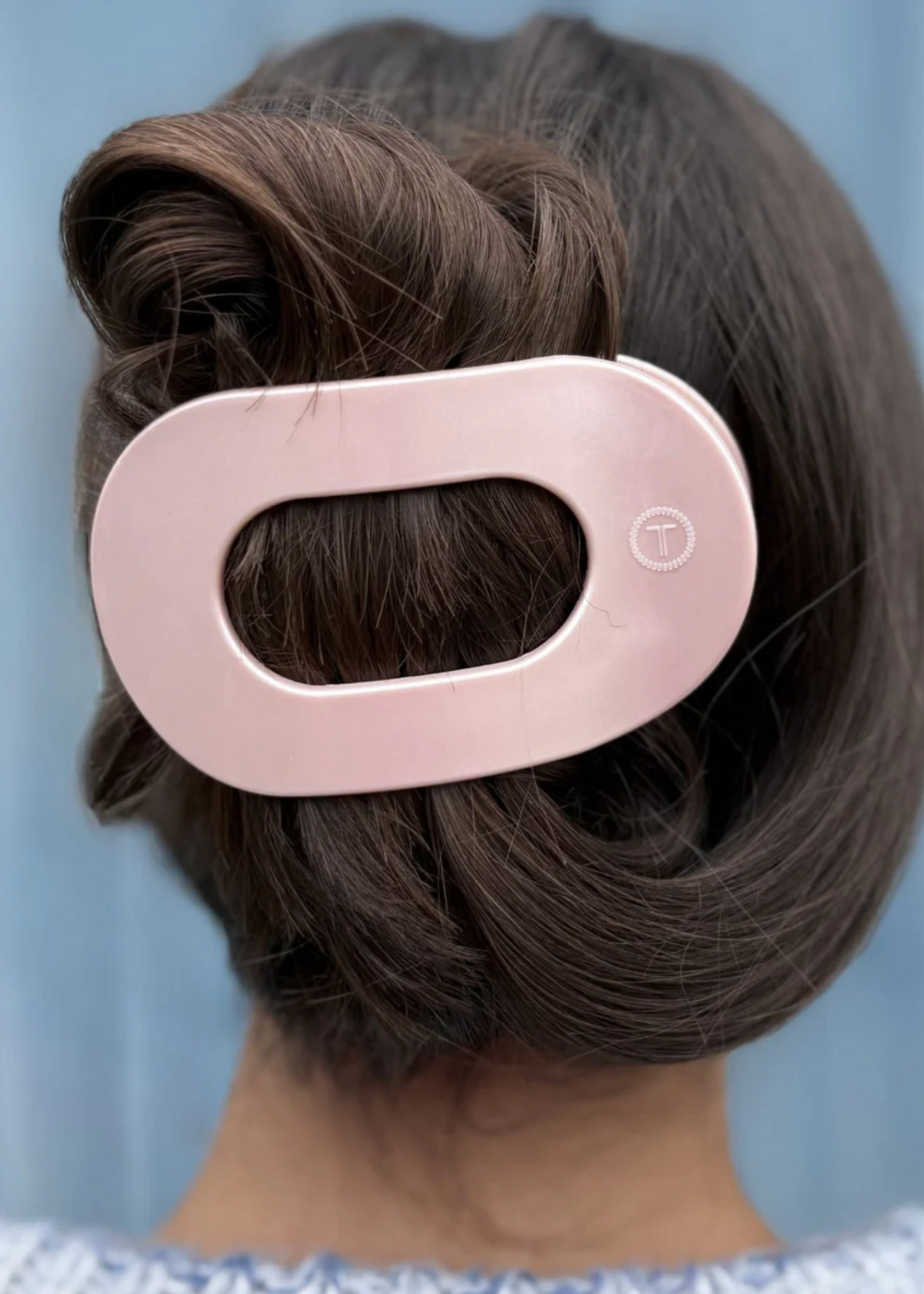 Teleties Large Round Hair Clip- Pearly Pink
