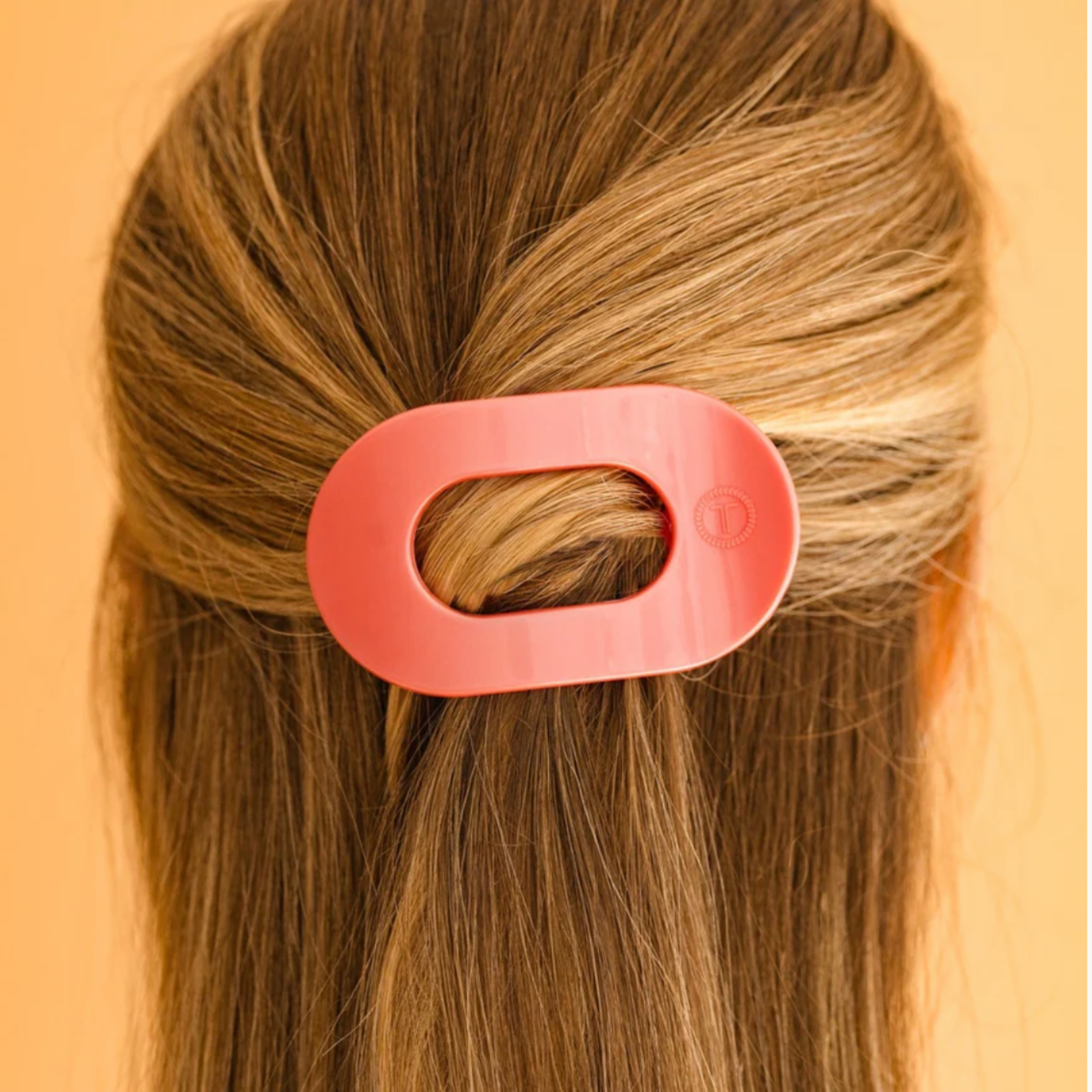 Teleties Small Round Flat Hair Clip- Calming Coral