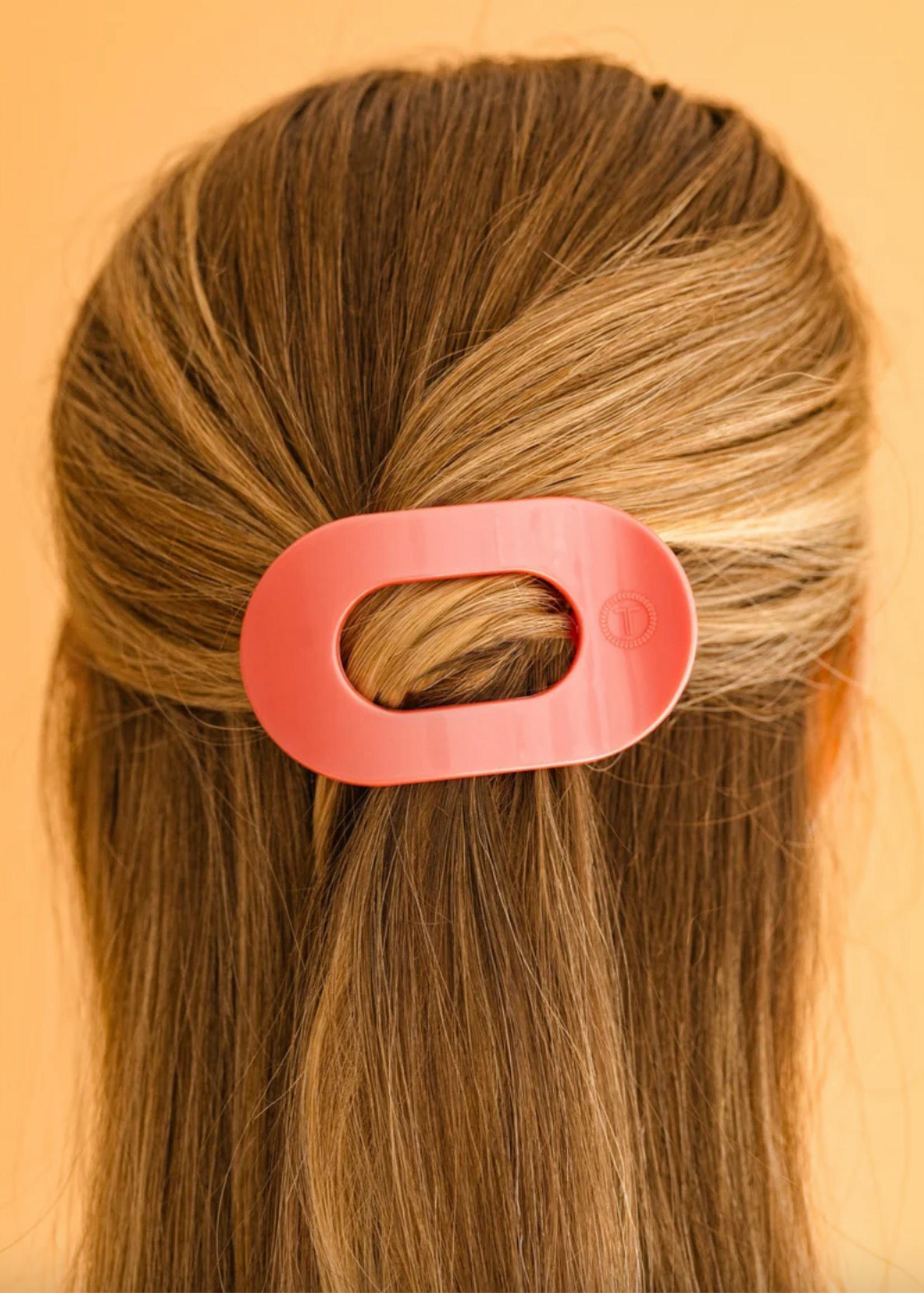 Teleties Small Round Flat Hair Clip- Calming Coral