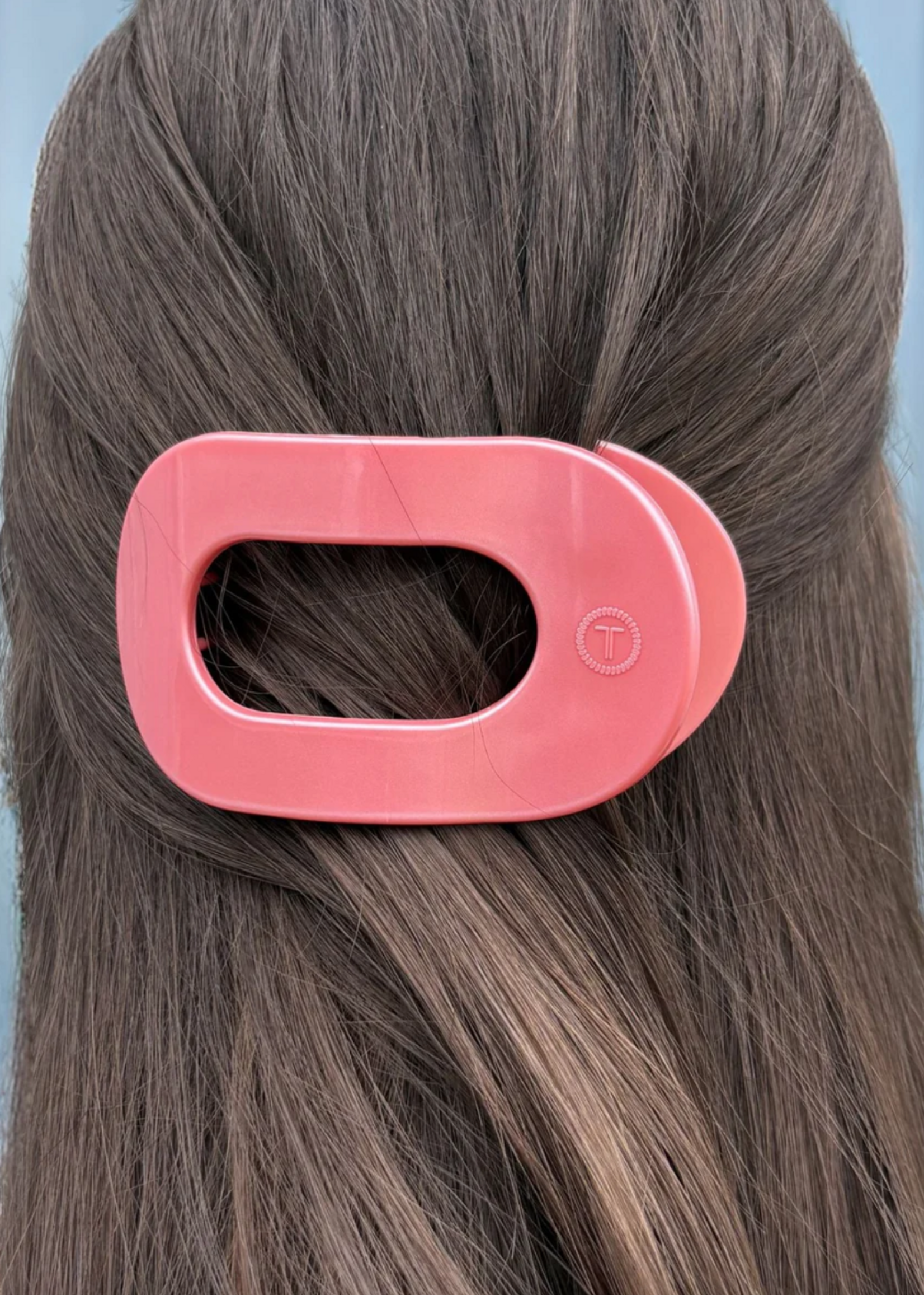 Teleties Medium Round Flat Hair Clip- Calming Coral