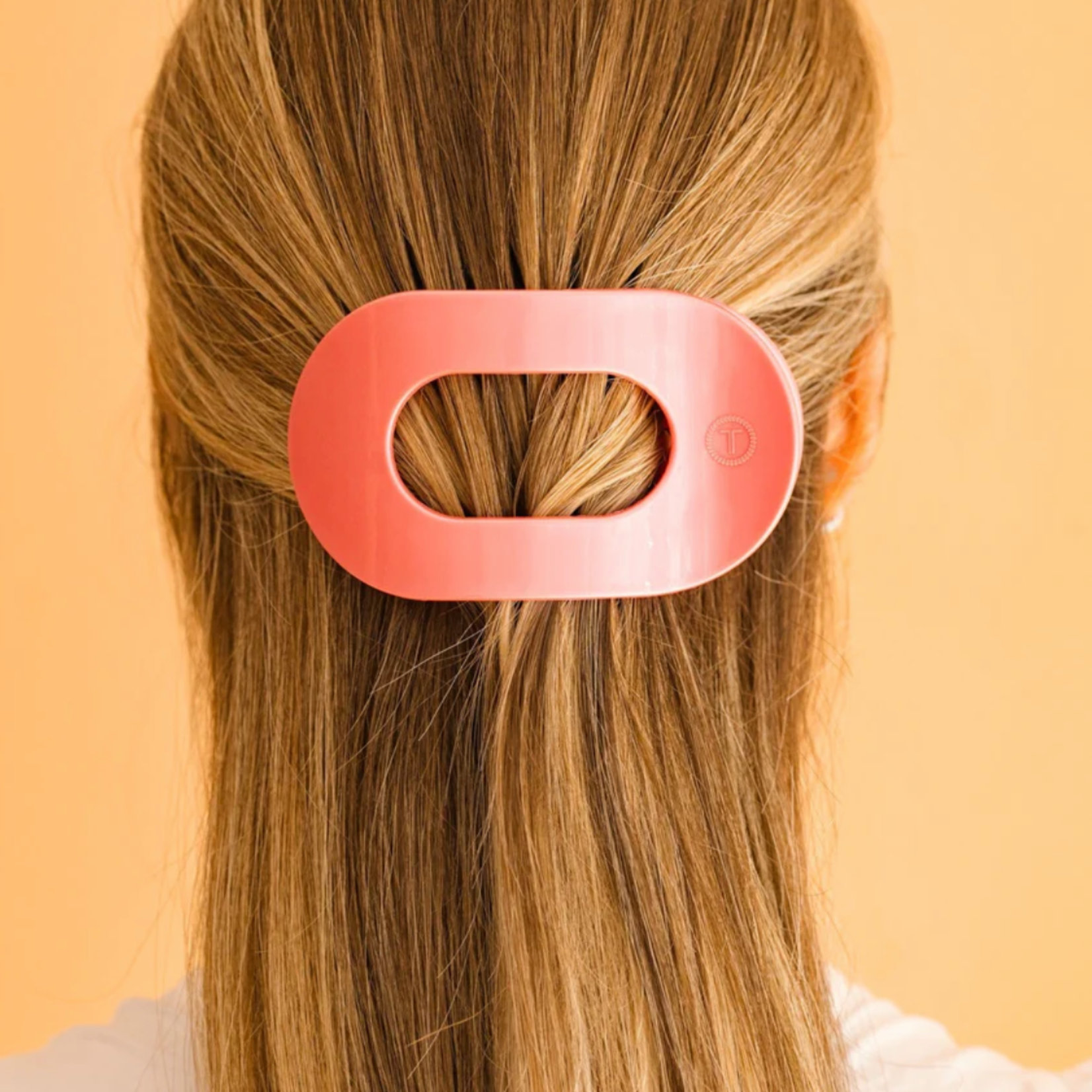 Teleties Large Round Flat Hair Clip- Calming Coral