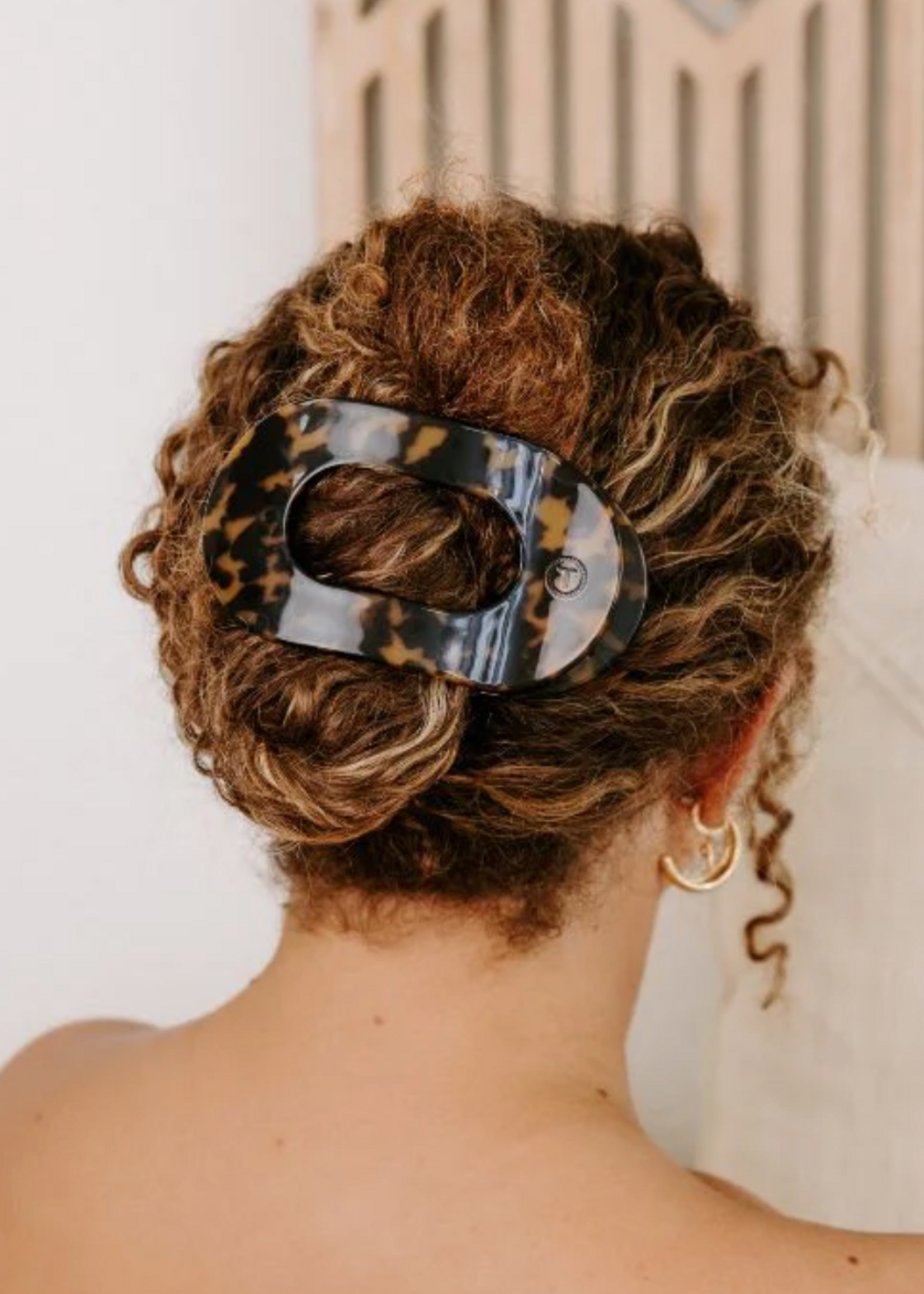 Teleties Large Flat Round Clip - Tortoise