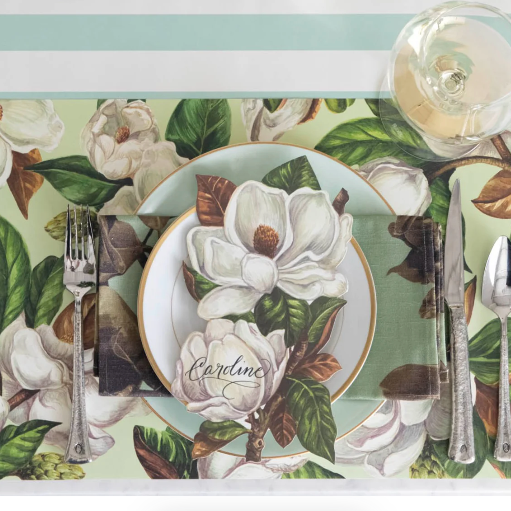Hester & Cook Mint Magnolia Blooms Placemat