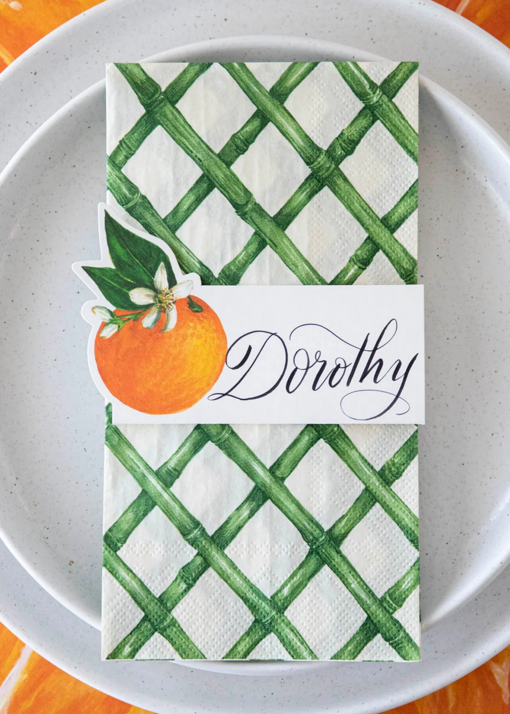 Hester & Cook Green Lattice Guest Napkin