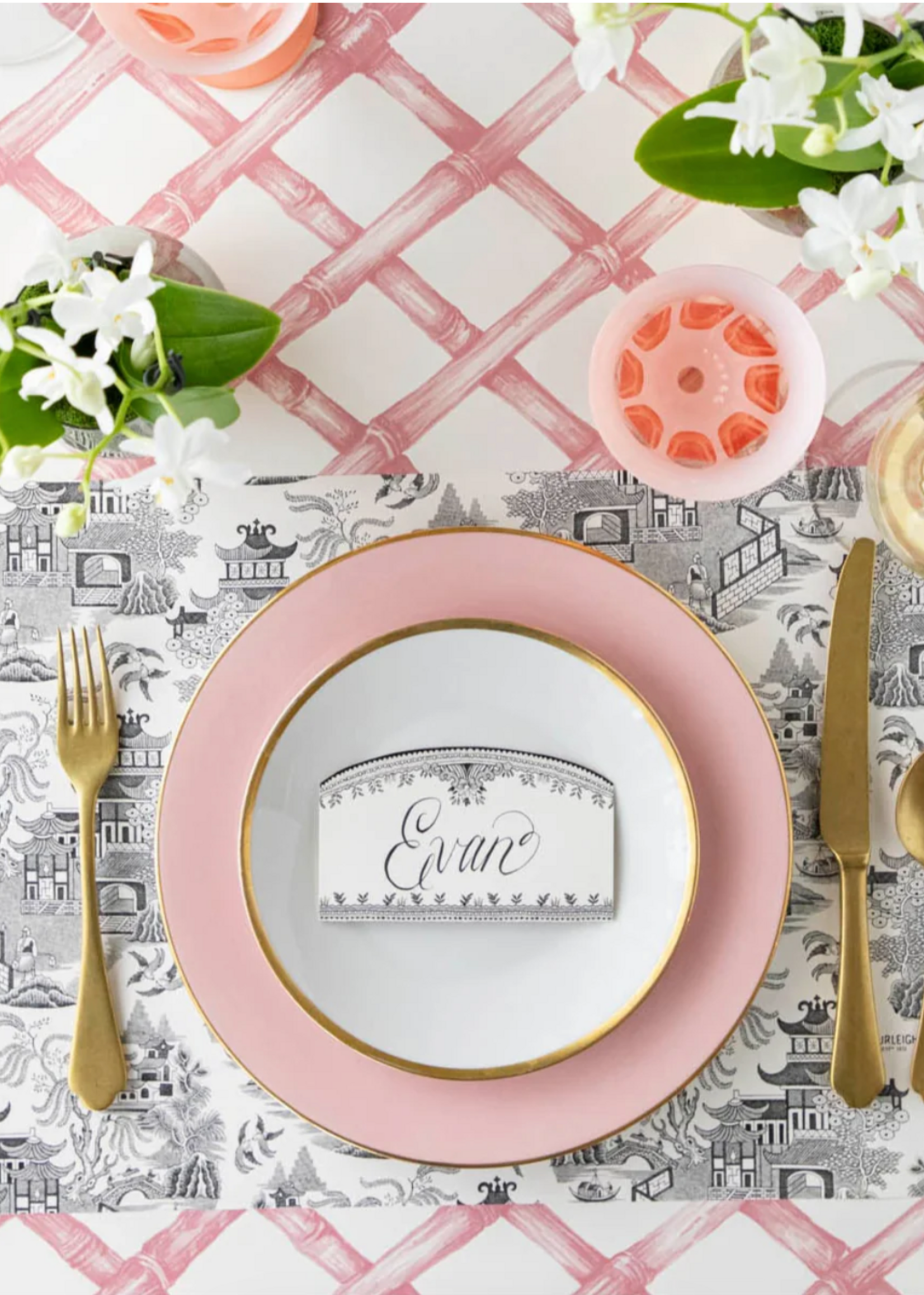 Hester & Cook Pink Lattice Runner- 20"x25"