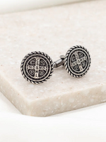 My Saint My Hero Benedictine Cuff Links- Silver