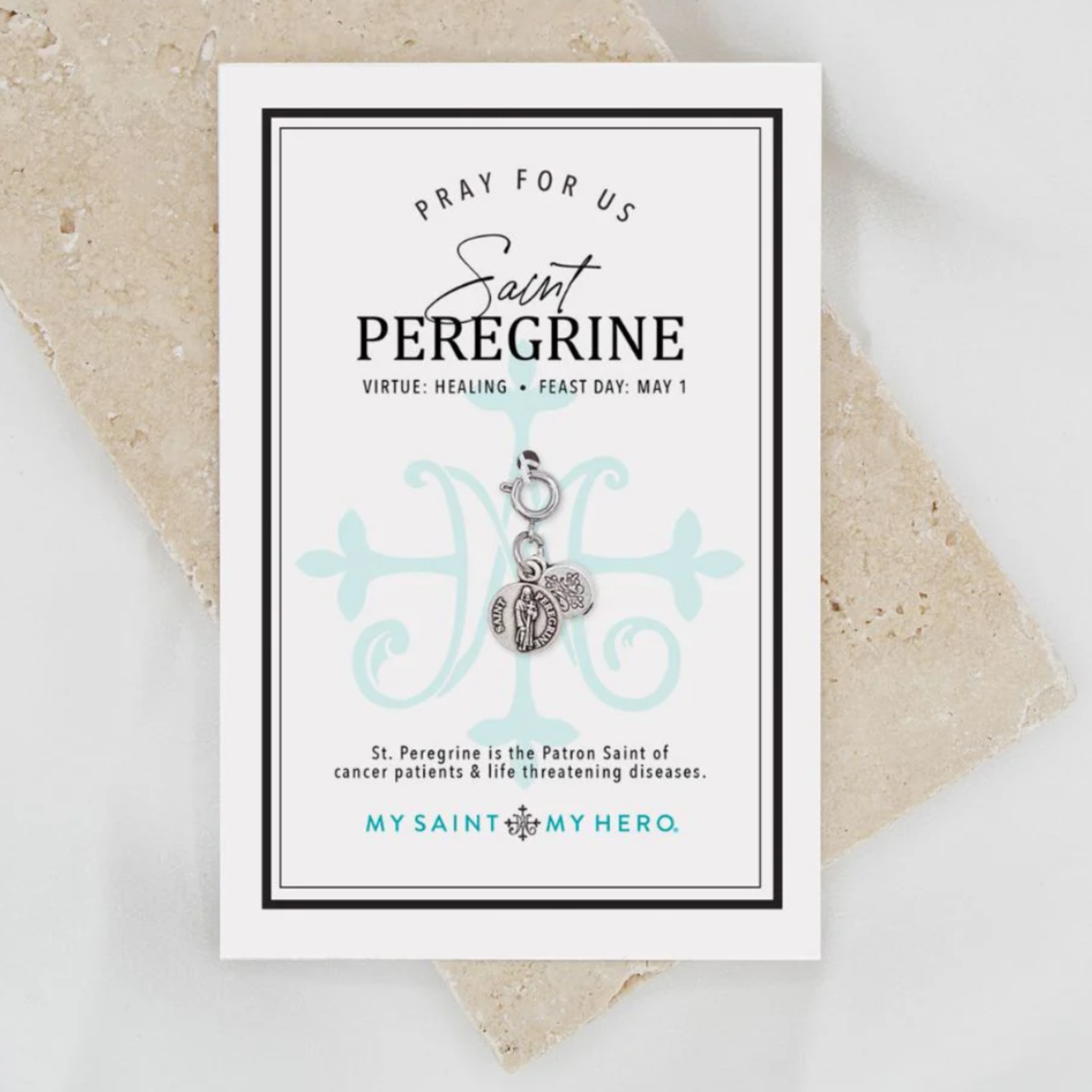 My Saint My Hero Charm St. Peregrine- Silver