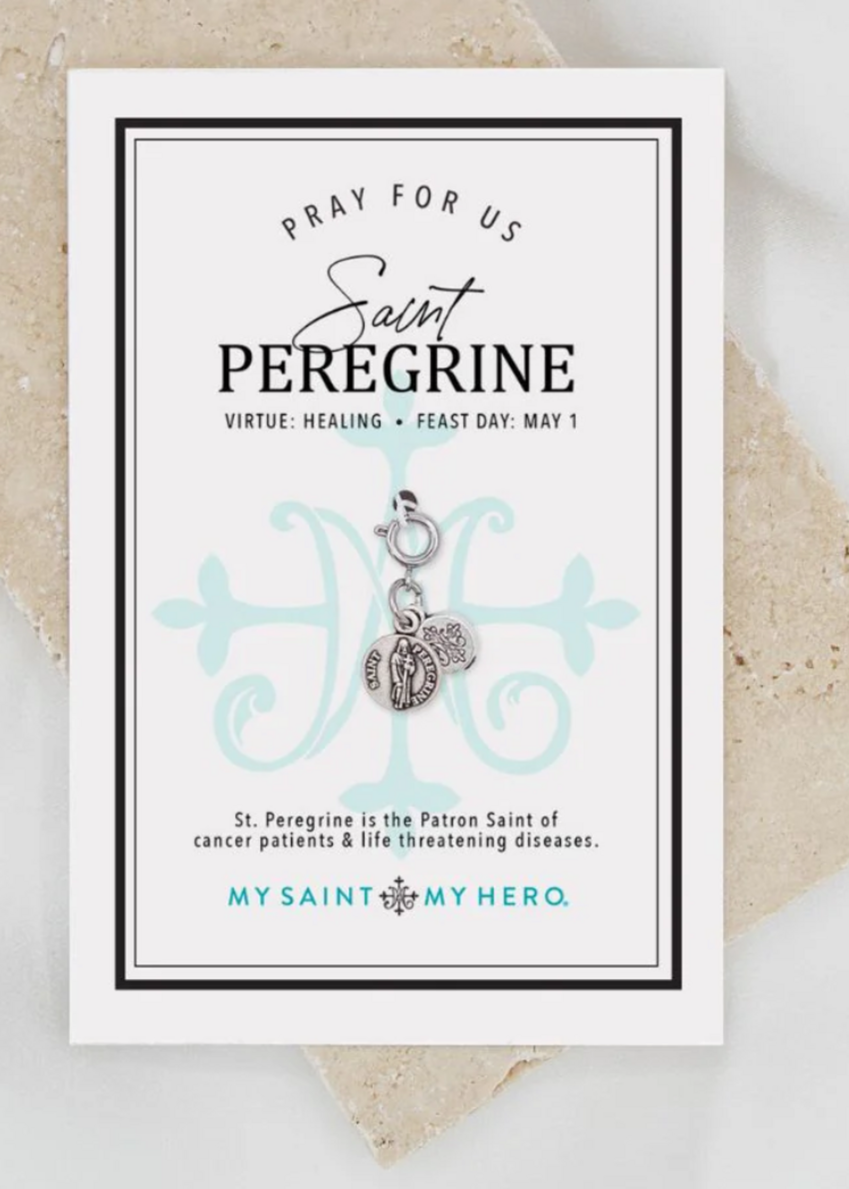My Saint My Hero Charm St. Peregrine- Silver