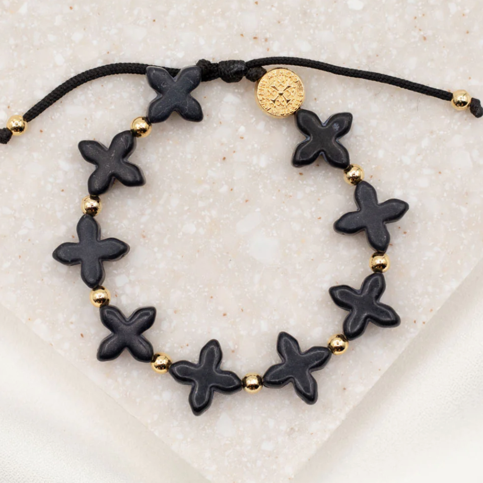 My Saint My Hero Grounded in Faith Bracelet- Black/Gold