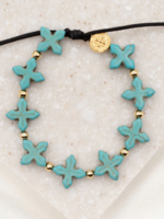 My Saint My Hero Grounded in Faith Bracelet- Blue/Gold