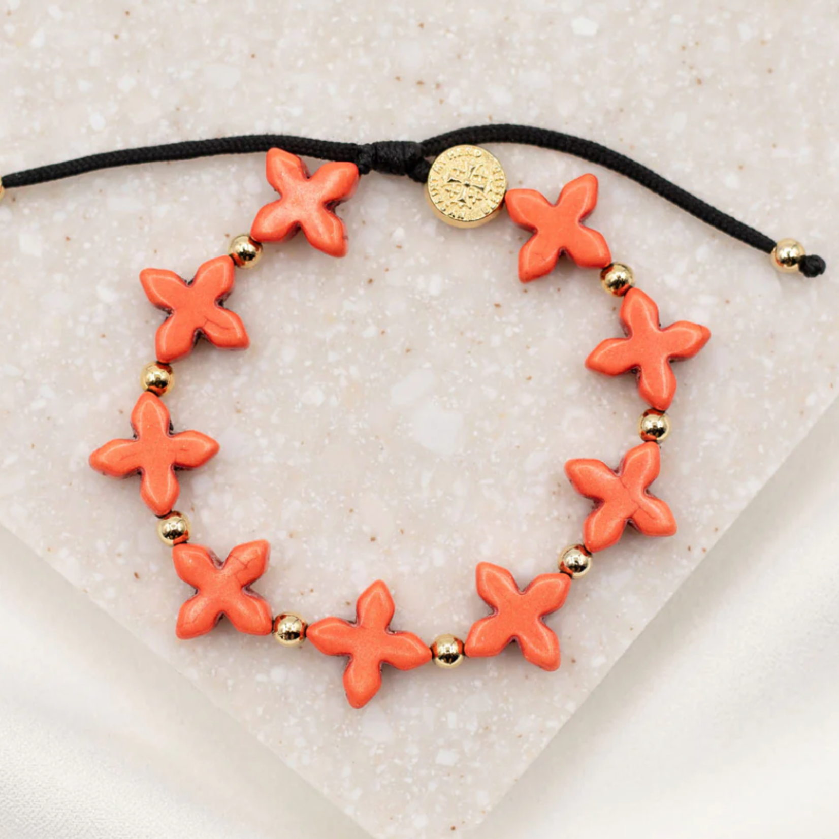 My Saint My Hero Grounded in Faith Bracelet- Orange/Gold