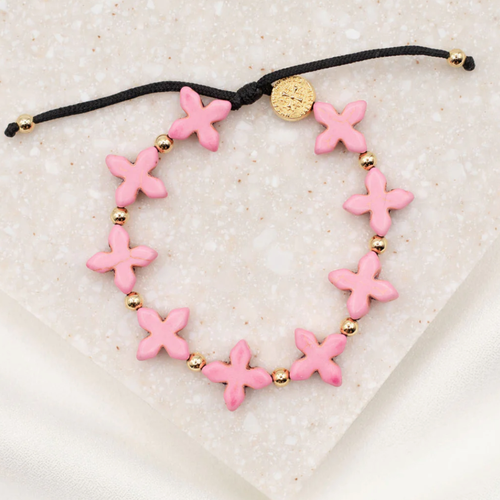 My Saint My Hero Grounded in Faith Bracelet- Pink/Gold
