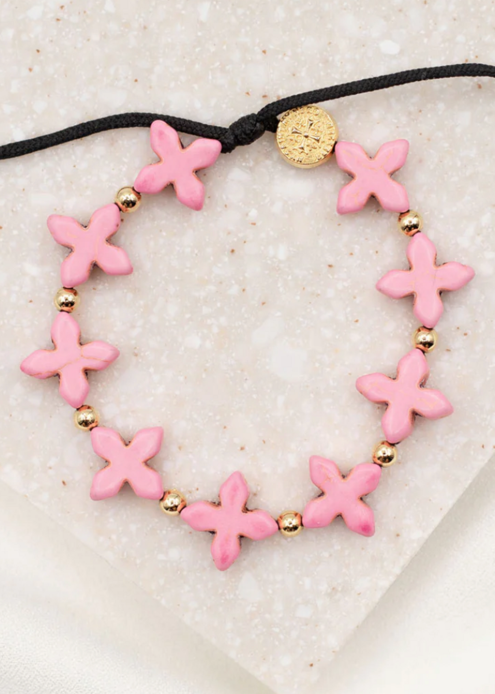 My Saint My Hero Grounded in Faith Bracelet- Pink/Gold