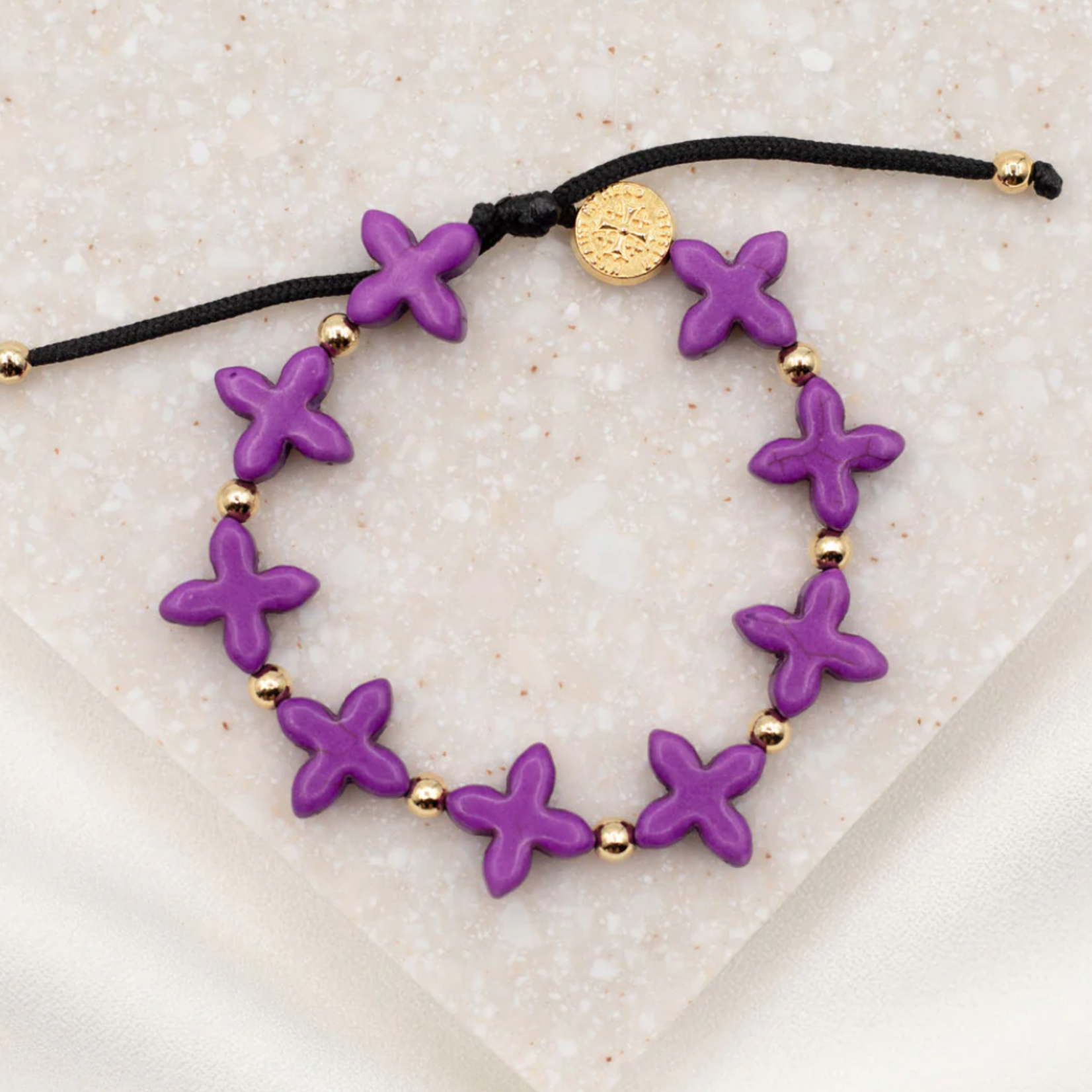 My Saint My Hero Grounded in Faith Bracelet- Purple/Gold