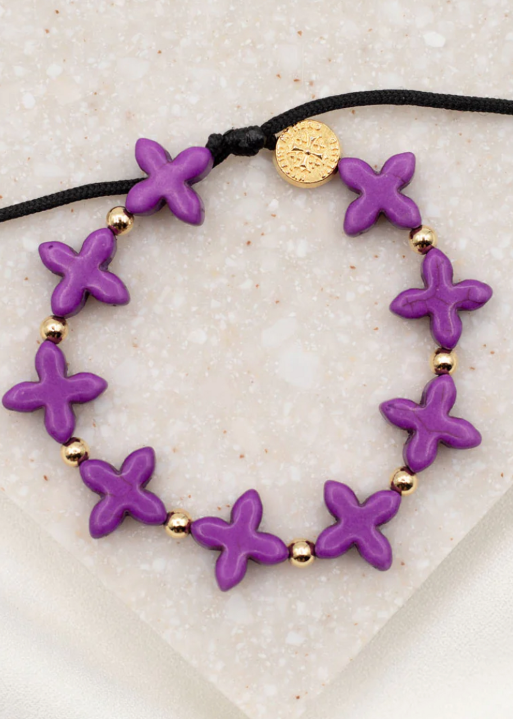 My Saint My Hero Grounded in Faith Bracelet- Purple/Gold