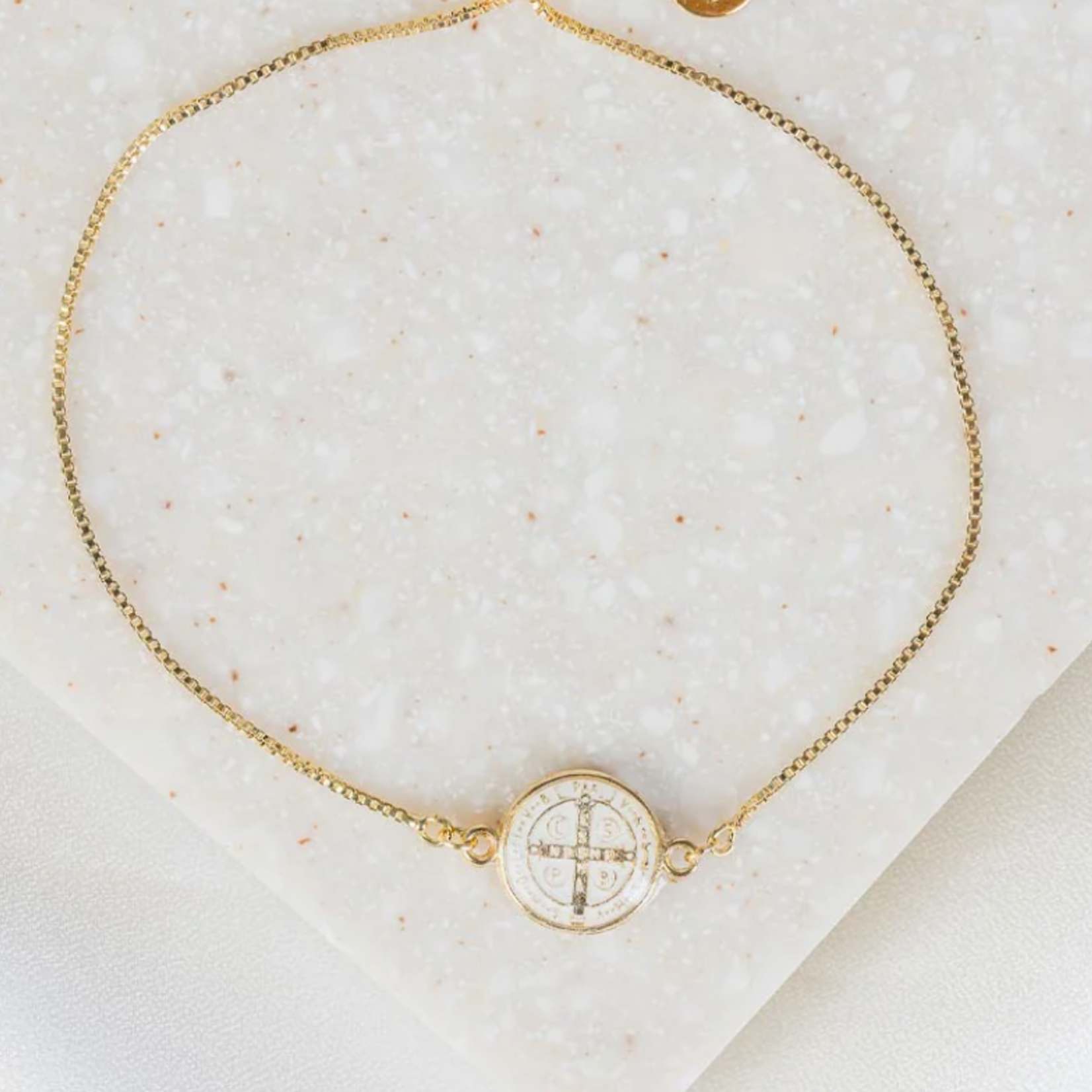My Saint My Hero Jubilee  St. Benedict Bracelet - White