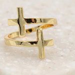 My Saint My Hero Pillar of Faith Cross Ring - Gold