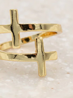 My Saint My Hero Pillar of Faith Cross Ring - Gold