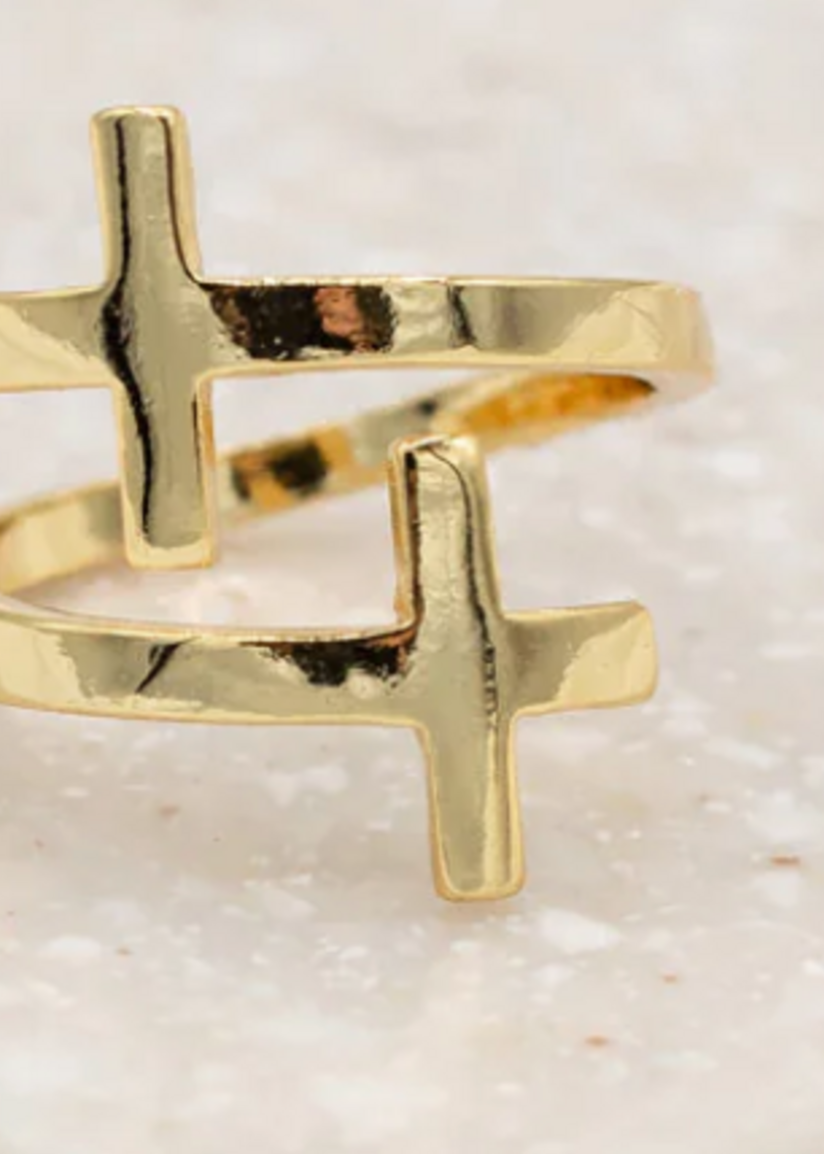 My Saint My Hero Pillar of Faith Cross Ring - Gold