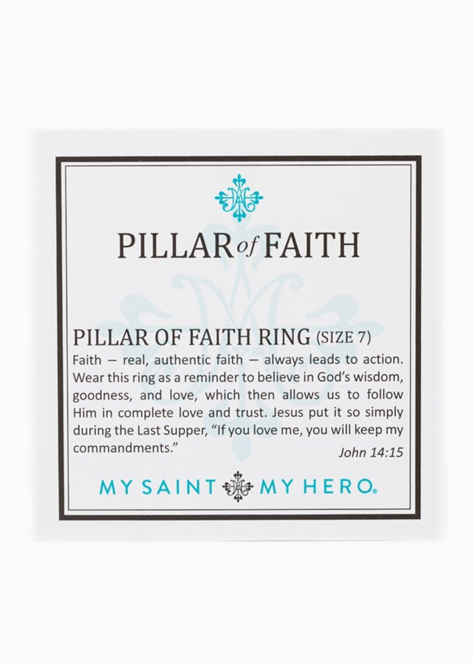 My Saint My Hero Pillar of Faith Cross Ring - Silver