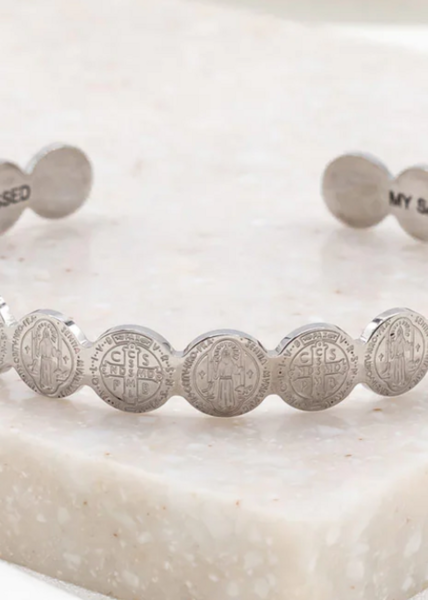 My Saint My Hero St Benedict Cuff Silver
