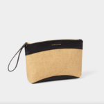Katie Loxton Riviera Raffia Wristlet Clutch- Raffia/ Black