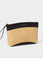 Katie Loxton Riviera Raffia Wristlet Clutch- Raffia/ Black